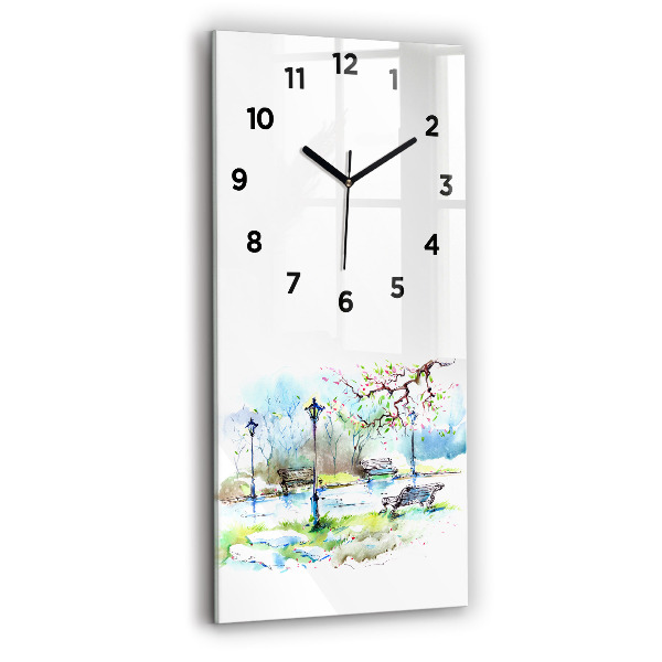 Reloj de vidrio vertical Primavera pintoresca - espejomat.es