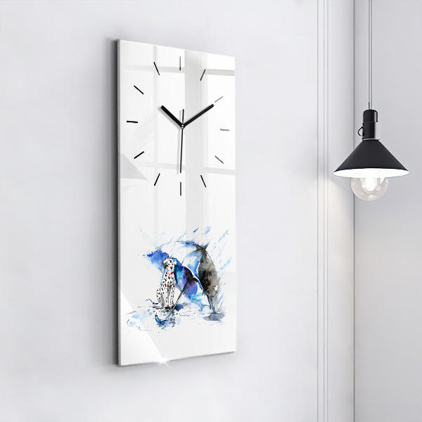 Reloj de cristal vertical Dálmata y paraguas - espejomat.es