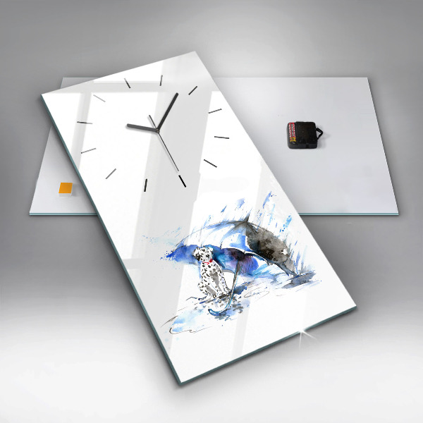 Reloj de cristal vertical Dálmata y paraguas - espejomat.es