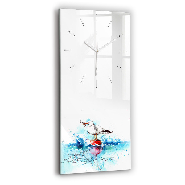 Reloj de cristal vertical Gaviota pintada - espejomat.es