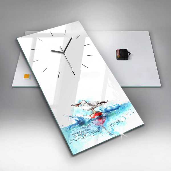 Reloj de cristal vertical Gaviota pintada - espejomat.es