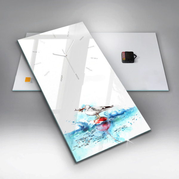 Reloj de cristal vertical Gaviota pintada - espejomat.es