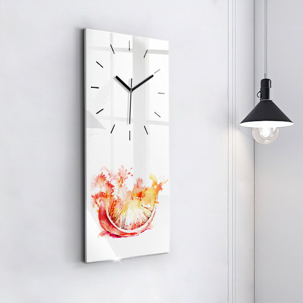 Reloj de cristal vertical Naranja pintada - espejomat.es