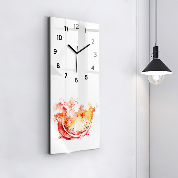 Reloj de cristal vertical Naranja pintada - espejomat.es