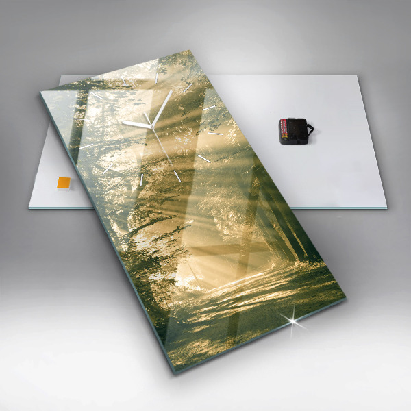 Reloj de vidrio vertical Bosque de rayos de sol - espejomat.es