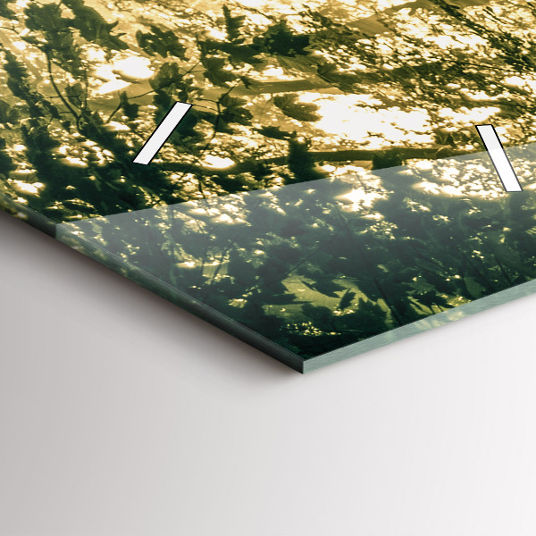 Reloj de vidrio vertical Bosque de rayos de sol - espejomat.es