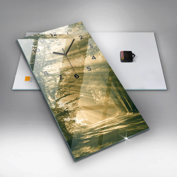 Reloj de vidrio vertical Bosque de rayos de sol - espejomat.es