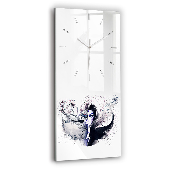 Reloj de vidrio vertical Ilustración de una mujer - espejomat.es