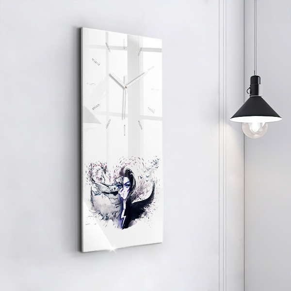 Reloj de vidrio vertical Ilustración de una mujer - espejomat.es