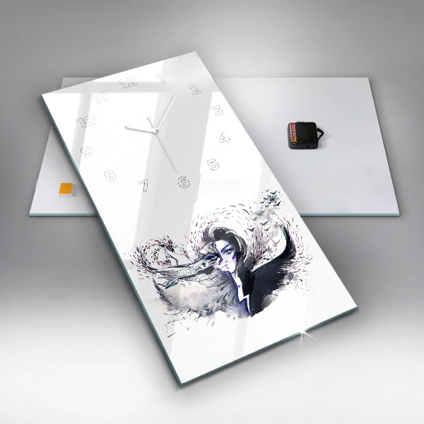 Reloj de vidrio vertical Ilustración de una mujer - espejomat.es