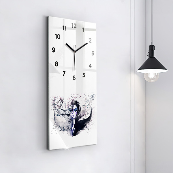 Reloj de vidrio vertical Ilustración de una mujer - espejomat.es