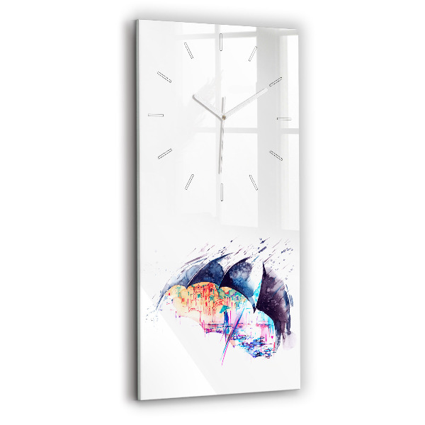Reloj de cristal vertical Paraguas y ciudad - espejomat.es