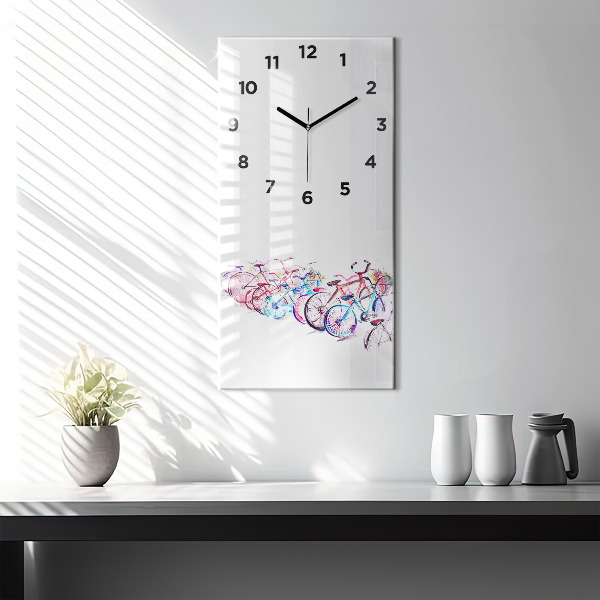Reloj de cristal vertical Bicicletas urbanas de colores - espejomat.es