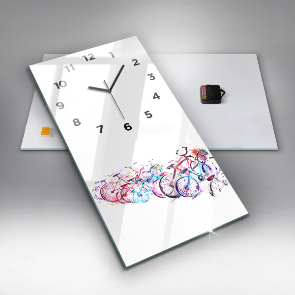 Reloj de cristal vertical Bicicletas urbanas de colores - espejomat.es