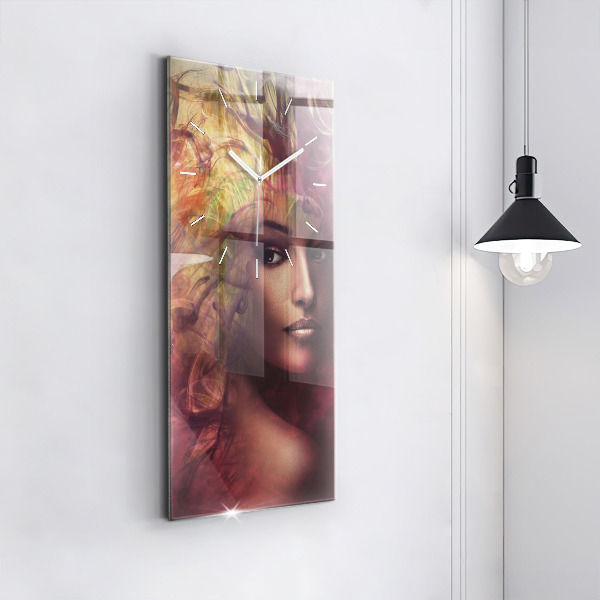 Reloj de vidrio vertical Retrato de mujer - espejomat.es