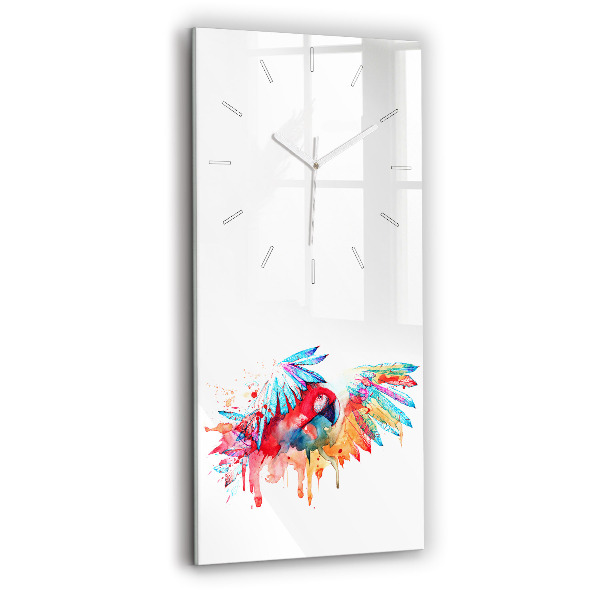 Reloj de vidrio vertical Loro rojo de colores - espejomat.es