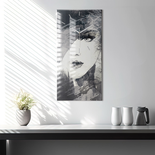 Reloj de vidrio vertical Mujer - acuarela - espejomat.es