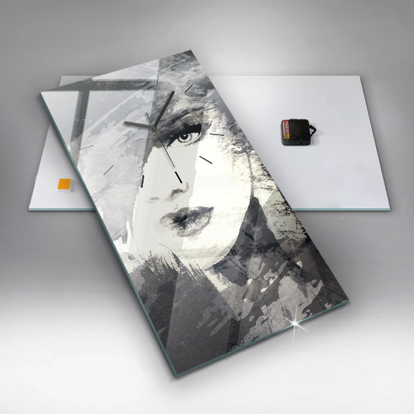 Reloj de vidrio vertical Mujer - acuarela - espejomat.es