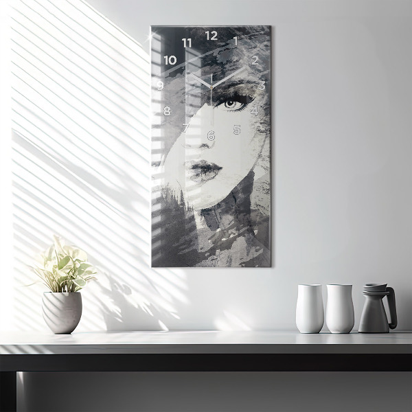 Reloj de vidrio vertical Mujer - acuarela - espejomat.es