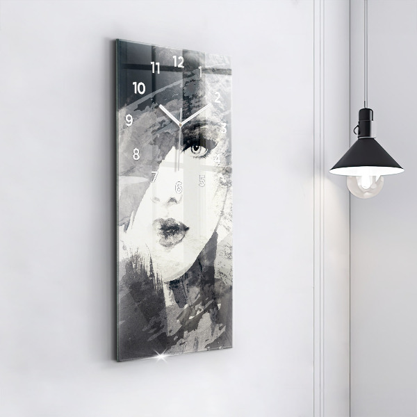 Reloj de vidrio vertical Mujer - acuarela - espejomat.es