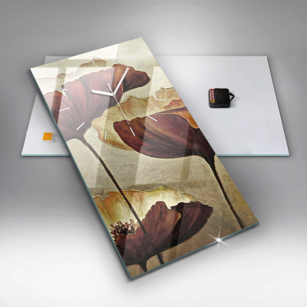 Reloj de vidrio vertical Amapolas pintadas - espejomat.es