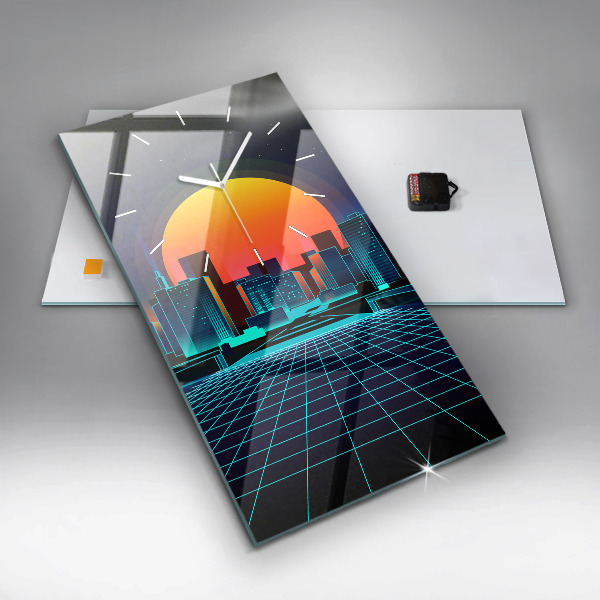 Reloj de vidrio vertical Ciudad del ciberespacio - espejomat.es