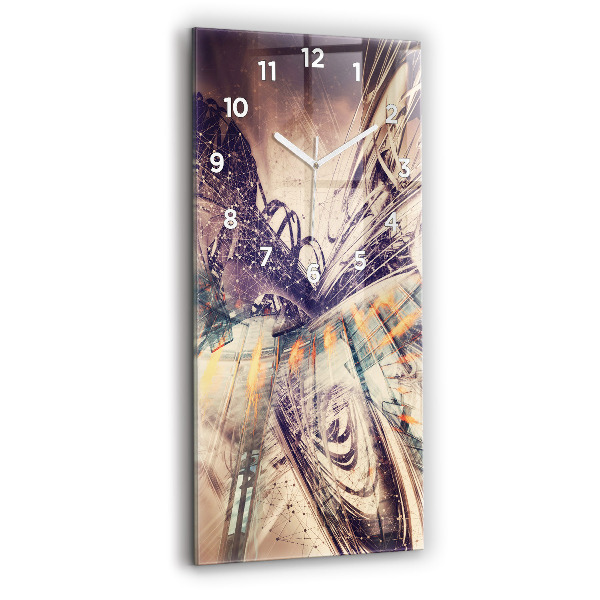 Reloj de vidrio vertical Mecanismo abstracto - espejomat.es