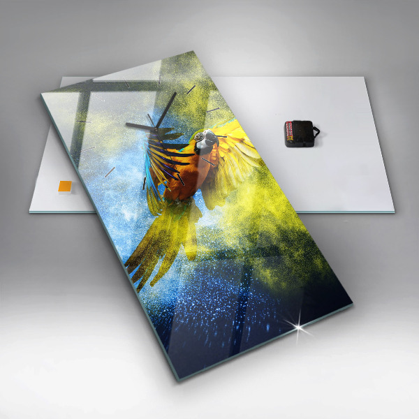 Reloj de cristal vertical Loro de colores - espejomat.es