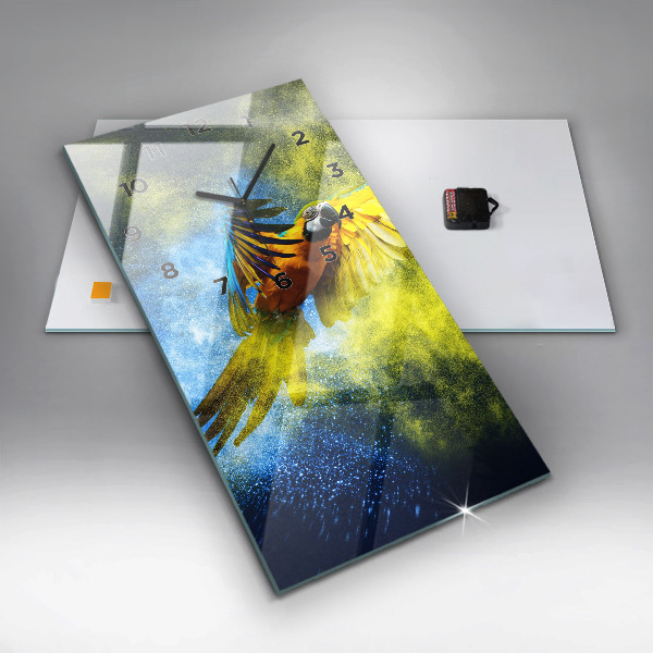 Reloj de cristal vertical Loro de colores - espejomat.es