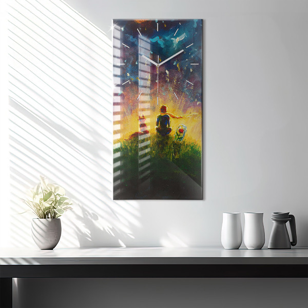 Reloj de cristal vertical Principito abstracto - espejomat.es