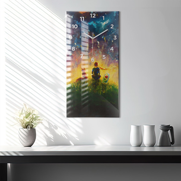 Reloj de cristal vertical Principito abstracto - espejomat.es