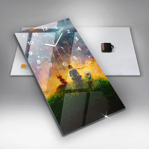Reloj de cristal vertical Principito abstracto - espejomat.es