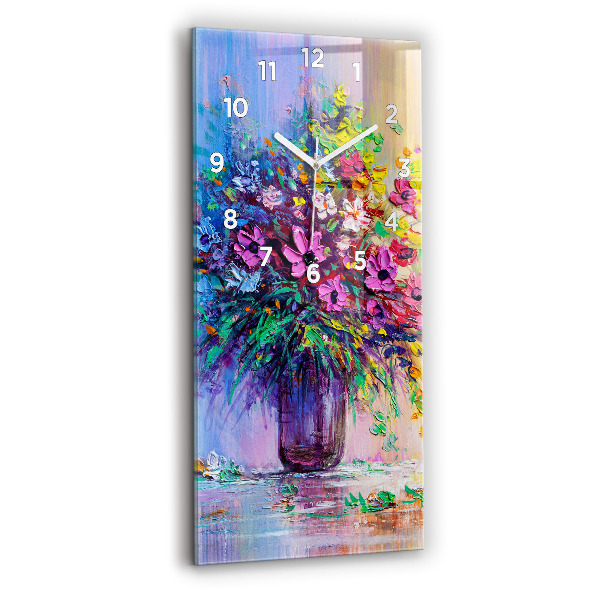 Reloj de cristal vertical Flores en un jarrón - espejomat.es