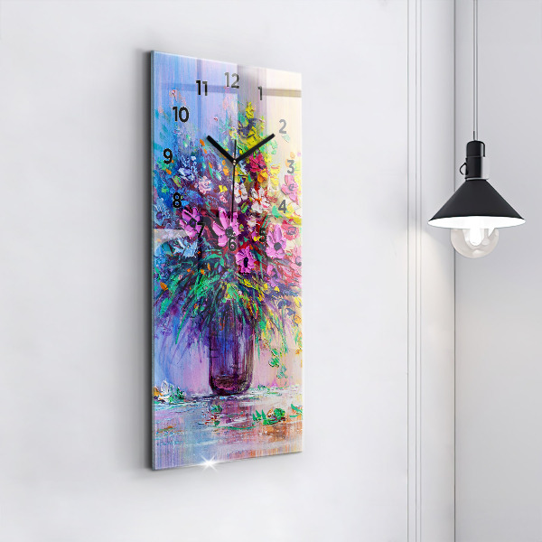 Reloj de cristal vertical Flores en un jarrón - espejomat.es