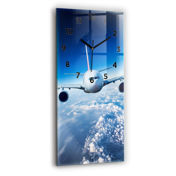 Reloj de cristal vertical Avión Nubes - espejomat.es