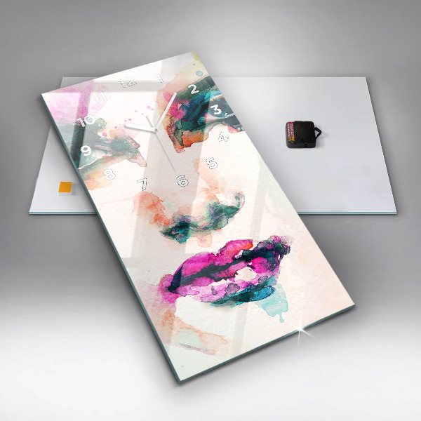 Reloj de cristal vertical Rostro abstracto de mujer - espejomat.es