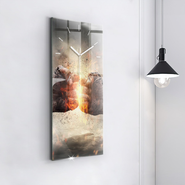 Reloj de cristal vertical Puños Poder - espejomat.es