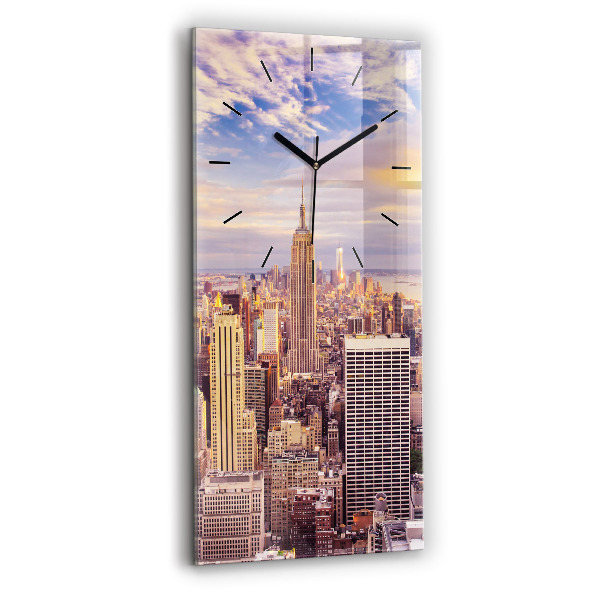 Reloj de vidrio vertical Atardecer Nueva York - espejomat.es