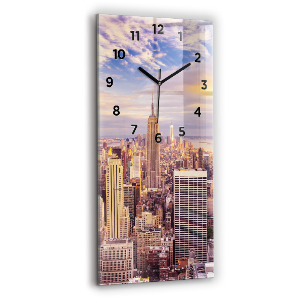 Reloj de vidrio vertical Atardecer Nueva York - espejomat.es