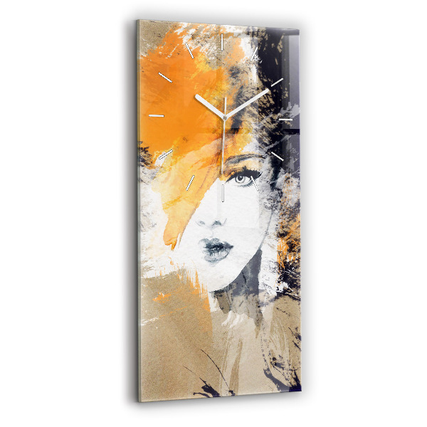 Reloj de vidrio vertical Retrato de mujer abstracto - espejomat.es