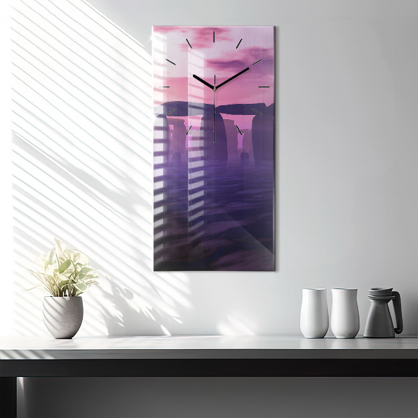 Reloj de cristal vertical Puesta de sol en Stonehenge - espejomat.es