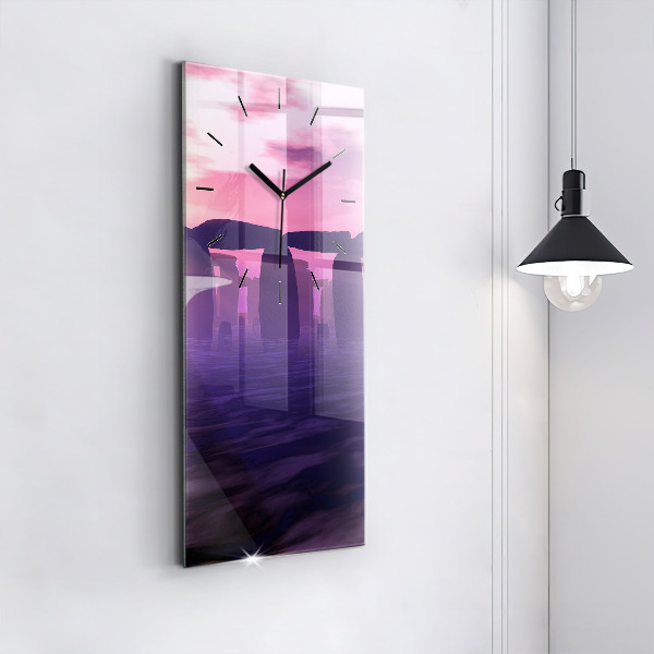 Reloj de cristal vertical Puesta de sol en Stonehenge - espejomat.es