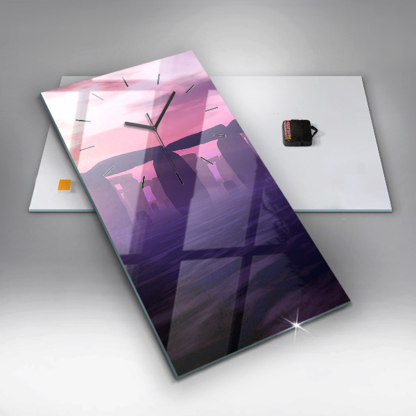 Reloj de cristal vertical Puesta de sol en Stonehenge - espejomat.es