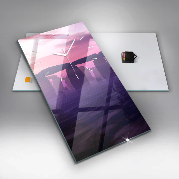 Reloj de cristal vertical Puesta de sol en Stonehenge - espejomat.es