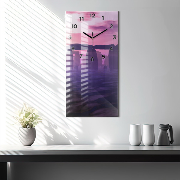 Reloj de cristal vertical Puesta de sol en Stonehenge - espejomat.es