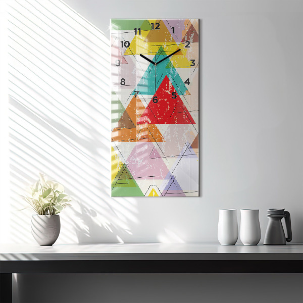 Reloj de cristal vertical Triángulos patrón geométrico - espejomat.es