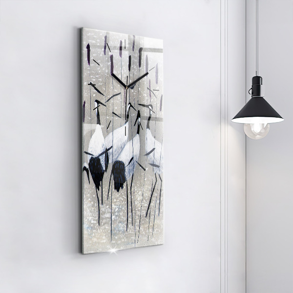 Reloj vertical Grullas en los juncos - espejomat.es