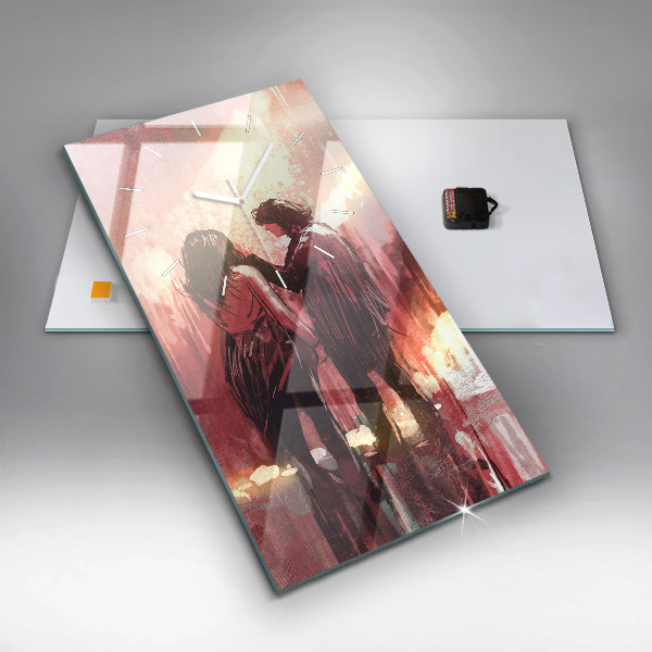 Reloj de vidrio vertical Pareja de jóvenes enamorados - espejomat.es