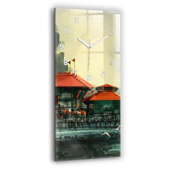 Reloj de vidrio vertical Pueblo pesquero - espejomat.es