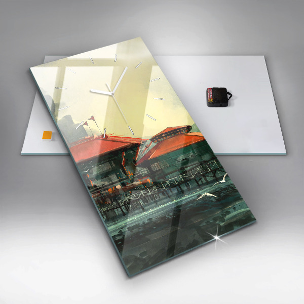 Reloj de vidrio vertical Pueblo pesquero - espejomat.es